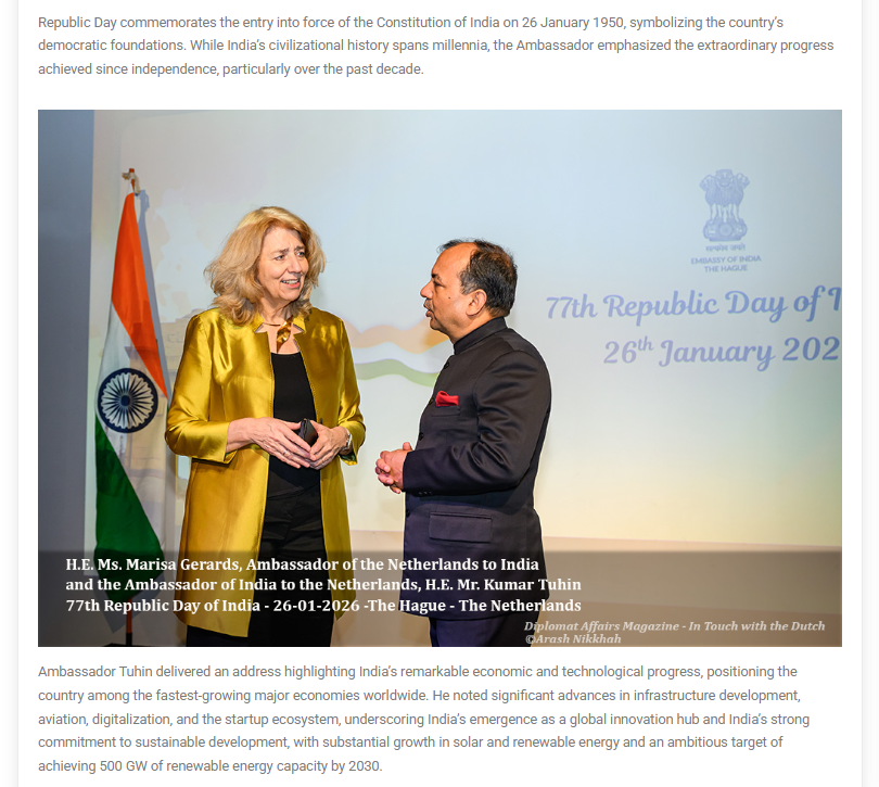 Ambassador Kumar Tuhin's remarks covered by Diplomat Affairs