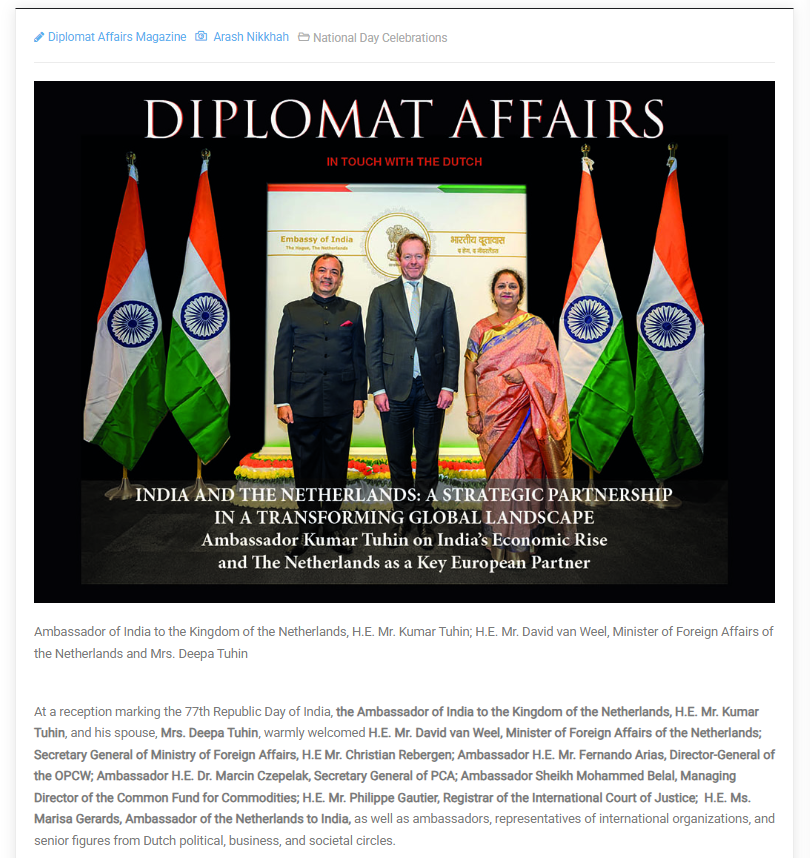 Ambassador Kumar Tuhin's remarks covered by Diplomat Affairs