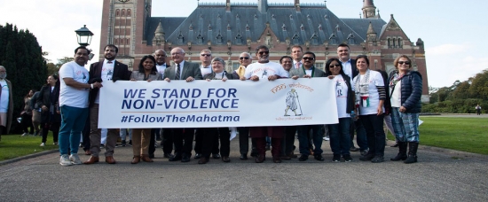 Many hundreds of different nationalities and ages including over 20 Ambassadors of different countries participated in a Gandhi March in The Hague, the seat of the Dutch Government, on Sunday, September 30, 2018 to mark the International Day of Non-Violence 