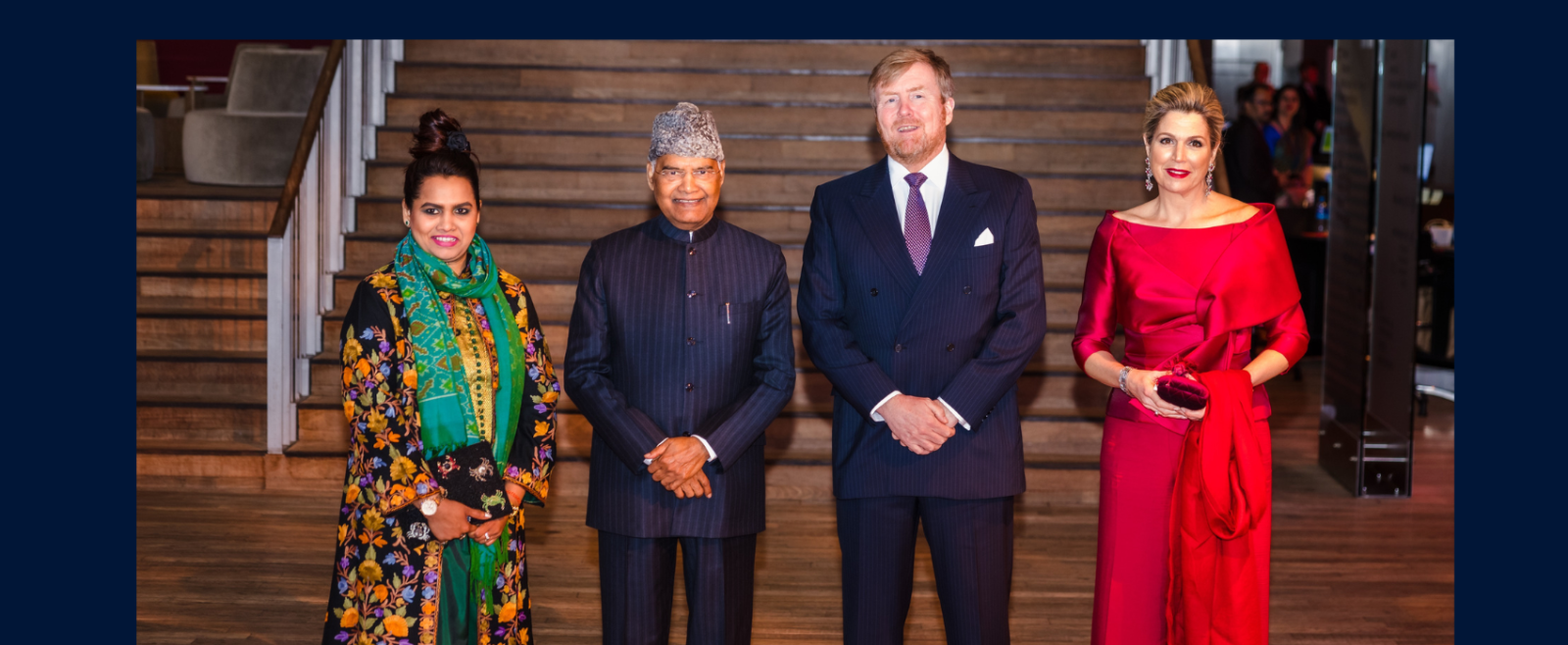 HM King Willem-Alexander and HM Queen Maxima with Hon'ble President Ram Nath Kovind and his daughter