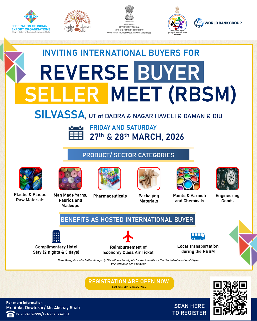 Reverse Buyer Seller Meet at Silvassa on 27th & 28th March, 2026