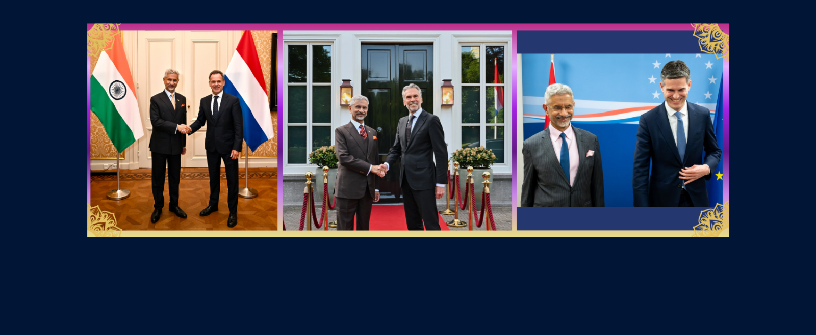 Hon’ble External Affairs Minister Dr. S. Jaishankar met with the Prime Minister of the Netherlands, H.E. Dick Schoof, Minister of Foreign Affairs H. E. Tom Berendsen and Defence Minister H.E. Ruben Brekelmans