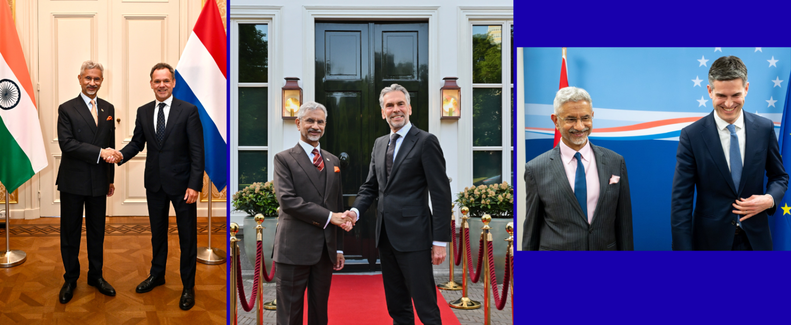 Hon’ble External Affairs Minister Dr. S. Jaishankar with former Prime Minister of the Netherlands, H.E. Dick Schoof, former Minister of Foreign Affairs H. E. Caspar Veldkamp and the Minister of Foreign Affairs H. E. Tom Berendsen